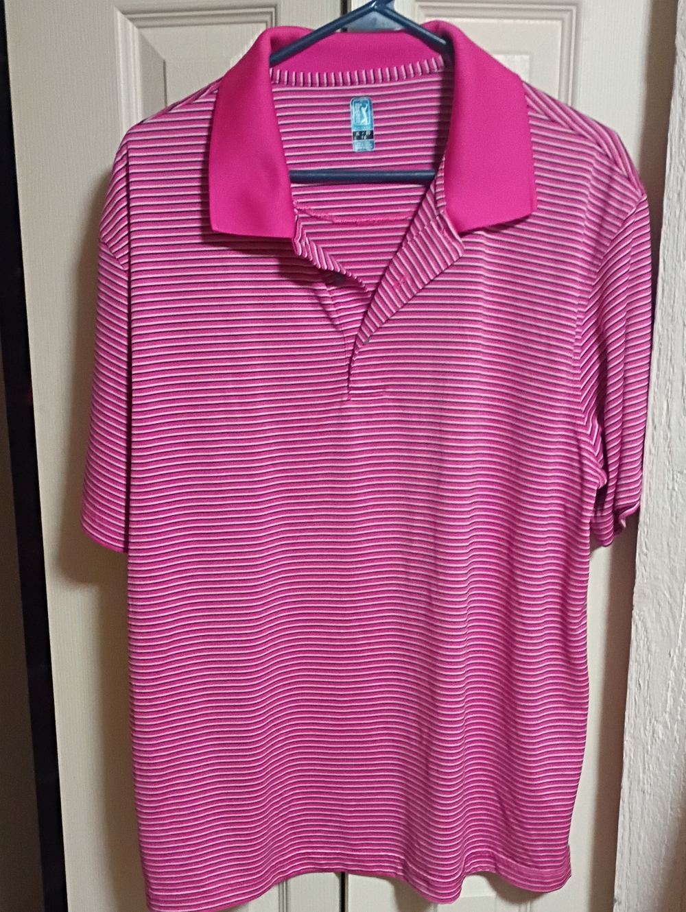 PGA Tour Hot Pink Striped Polo